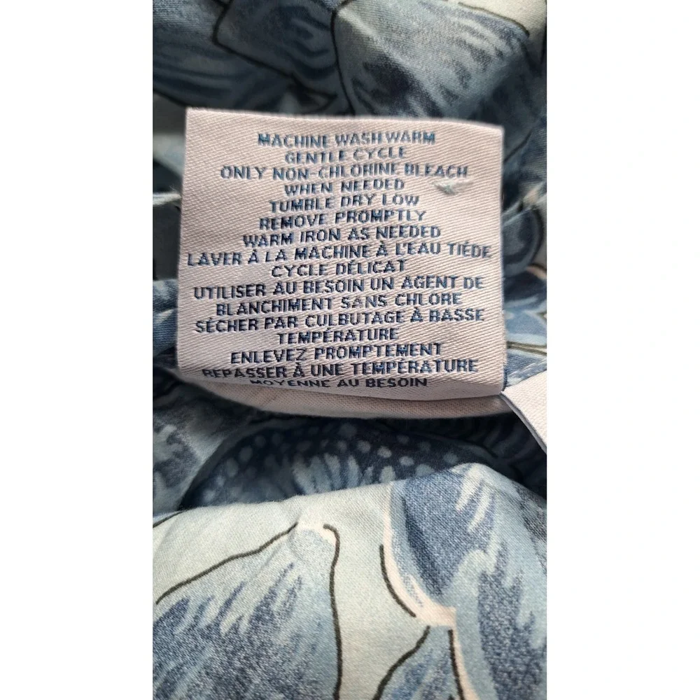 Williams Sonoma Queen Duvet Cover Set 2 Pillow Shams Blue Floral 100% Cotton